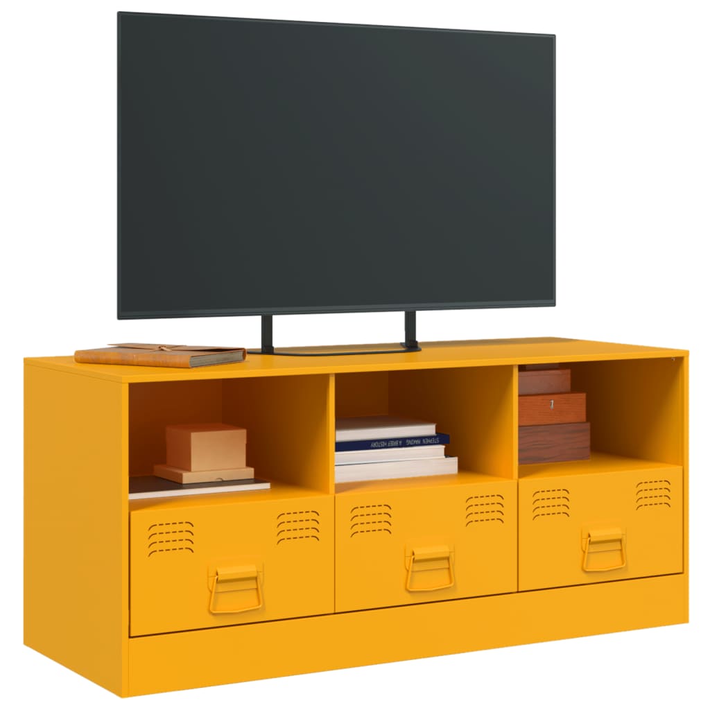 Mobile Porta TV Giallo Senape 99x39x44 cm in Acciaio