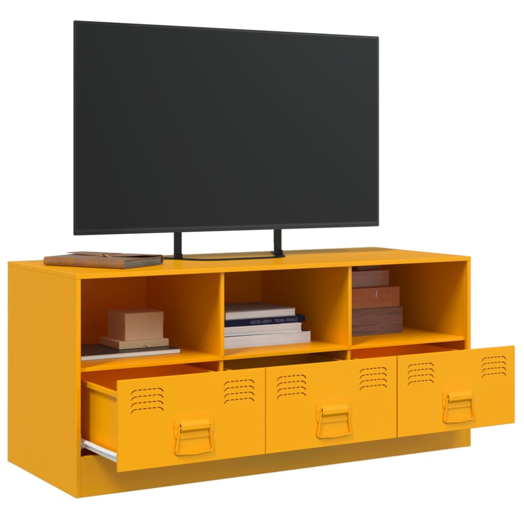 Mobile Porta TV Giallo Senape 99x39x44 cm in Acciaio