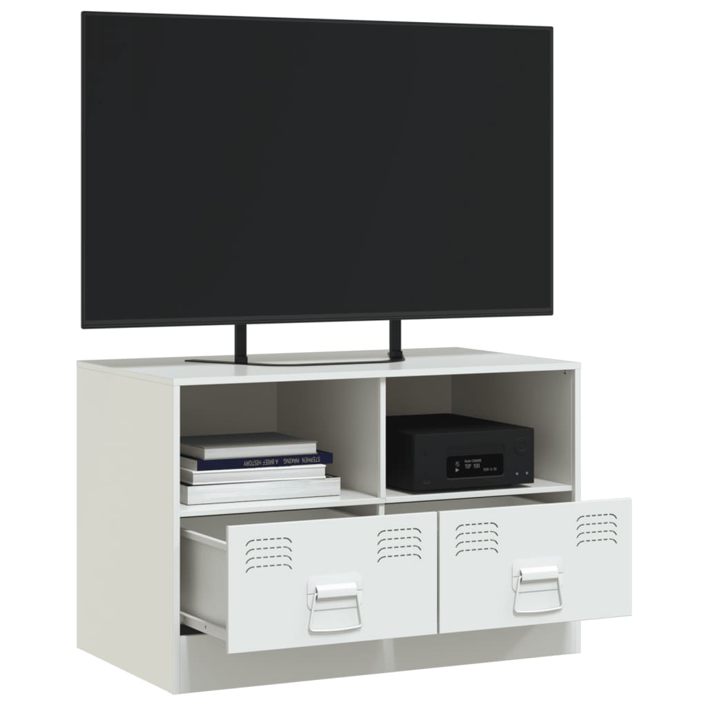 Mobile Porta TV Bianco 67x39x44 cm in Acciaio