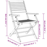 Sedie Giardino Pieghevoli 2pz 54,5x61,5x86,5 cm Massello Acacia