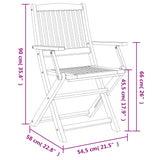 Sedie Giardino Pieghevoli 2 pz 58x54,5x90 cm Massello Acacia