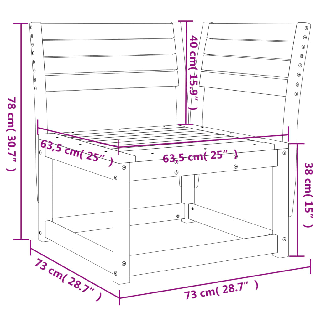 Divano Angolare Giardino Marrone Cera 73x73x78cm Massello Pino