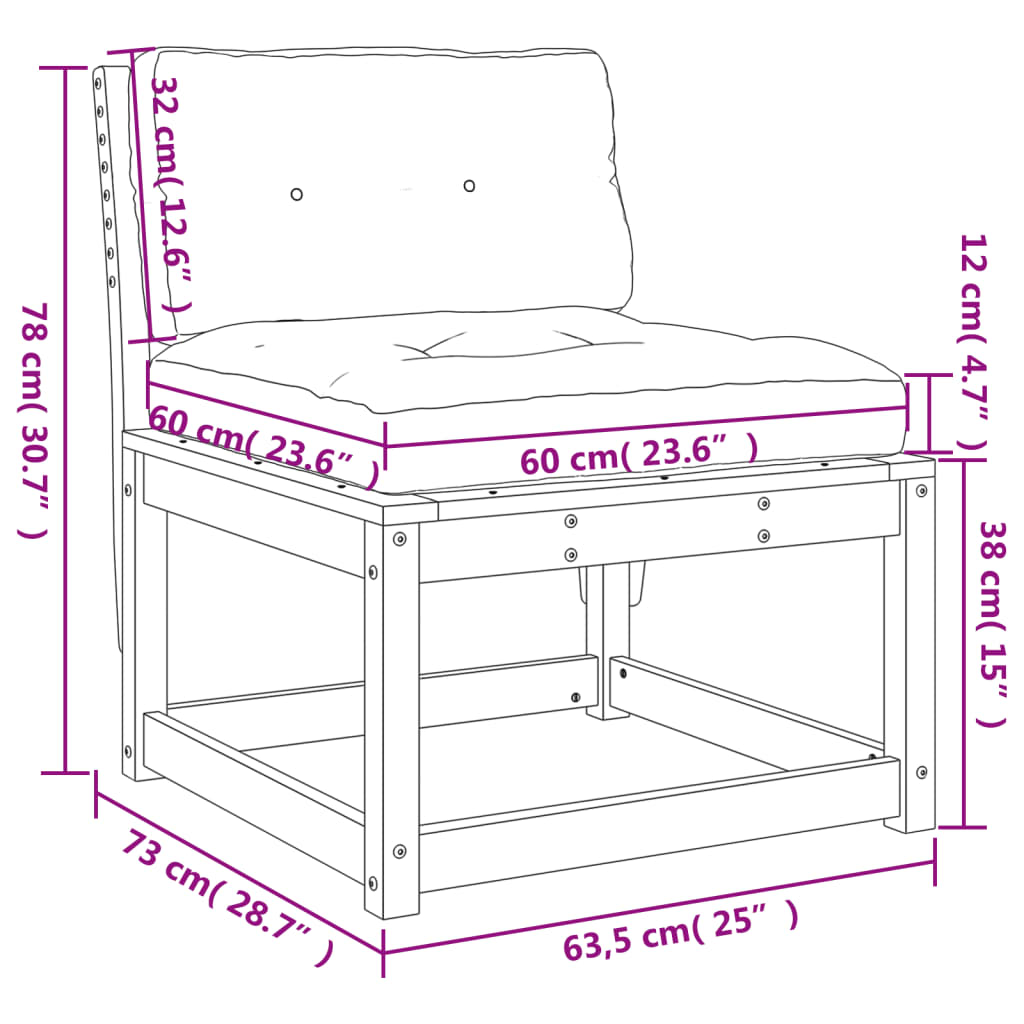 Divani Giardino con Cuscini 2 pz in Legno Impregnato di Pino