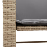 Divano Giardino 2 Posti con Tavolo e Sgabelli Beige Polyrattan