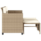 Divano Giardino 2 Posti con Tavolo e Sgabelli Beige Polyrattan