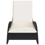 Lettino Prendisole con Cuscino Nero 60x205x73 cm in Polyrattan