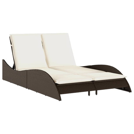 Lettino Prendisole con Cuscini Marrone 114x205x73 cm Polyrattan