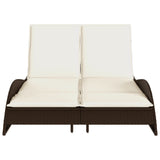 Lettino Prendisole con Cuscini Marrone 114x205x73 cm Polyrattan