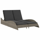 Lettino Prendisole con Cuscini Grigio 114x205x73 cm Polyrattan