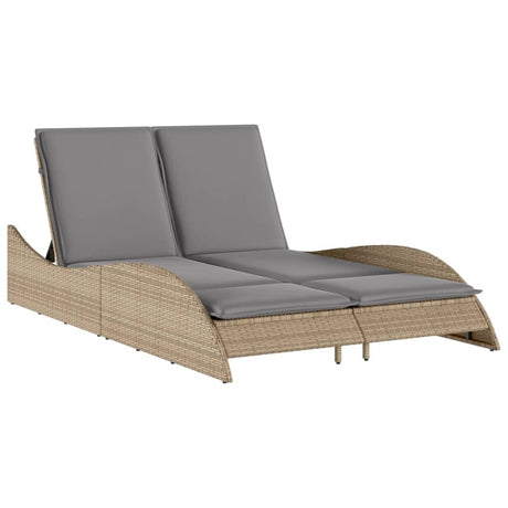 Lettino Prendisole con Cuscini Beige 114x205x73 cm Polyrattan