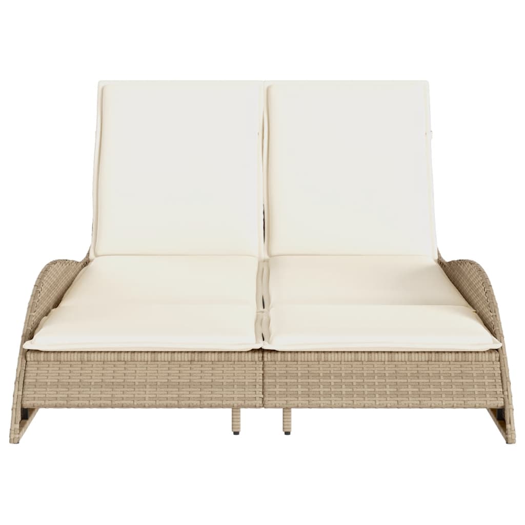 Lettino Prendisole con Cuscini Beige 114x205x73 cm Polyrattan