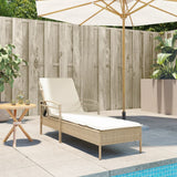 Lettino Prendisole con Cuscino Beige 63x200x81 cm in Polyrattan