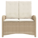 Panca Reclinabile da Giardino con Cuscini Beige in Polyrattan