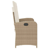 Panca Reclinabile da Giardino con Cuscini Beige in Polyrattan