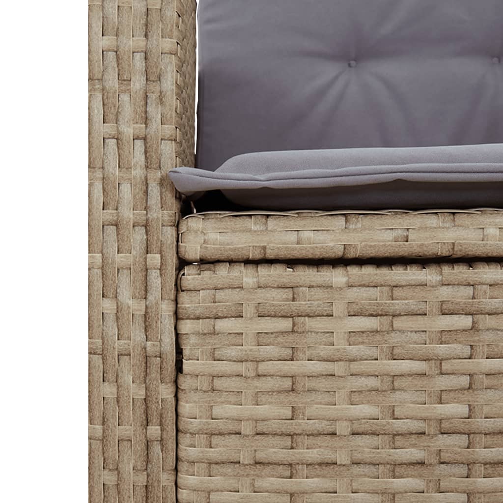 Panca Reclinabile da Giardino con Cuscini Beige in Polyrattan