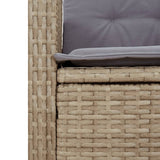 Panca Reclinabile da Giardino con Cuscini Beige in Polyrattan