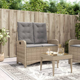 Panca Reclinabile da Giardino con Cuscini Beige in Polyrattan