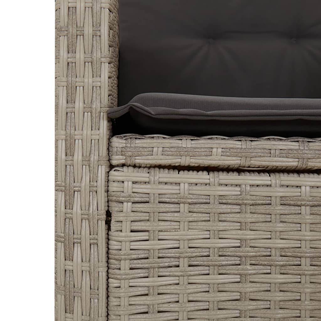 Panca Reclinabile Giardino con Cuscini Grigio Chiaro Polyrattan