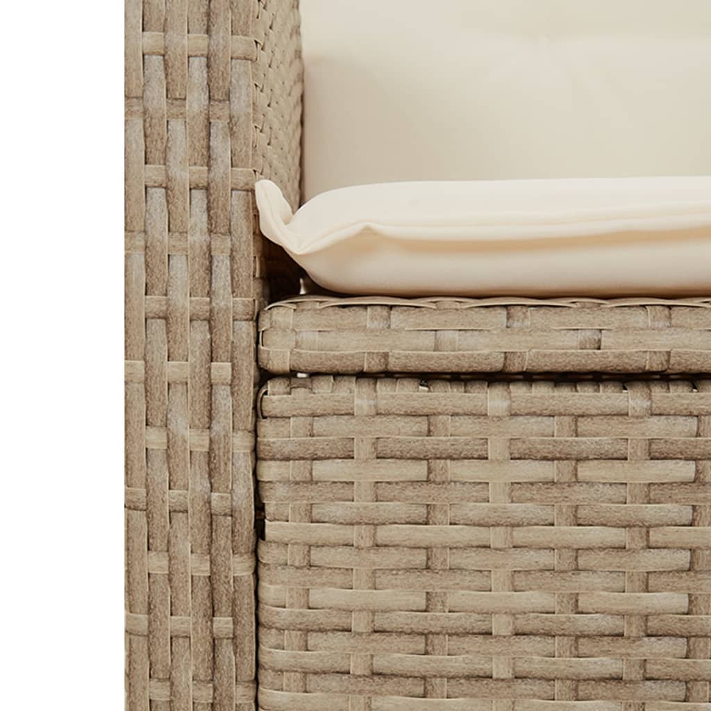 Panca Reclinabile da Giardino con Cuscini Beige in Polyrattan