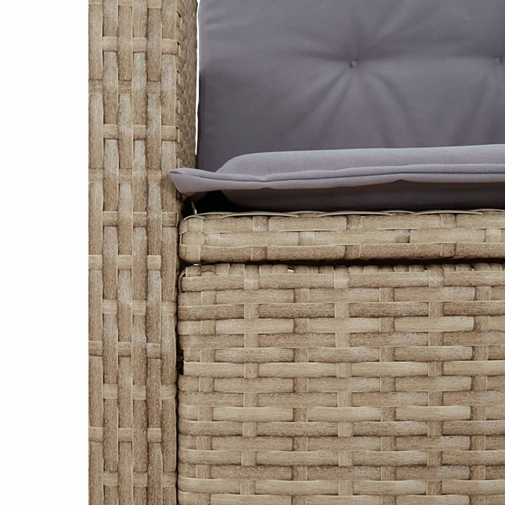 Panca Reclinabile da Giardino con Cuscini Beige in Polyrattan