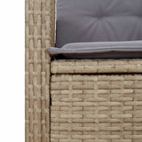 Panca Reclinabile da Giardino con Cuscini Beige in Polyrattan