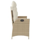 Panca Reclinabile da Giardino con Cuscini Beige in Polyrattan