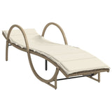 Lettini Prendisole 2 pz con Tavolino Beige in Polyrattan