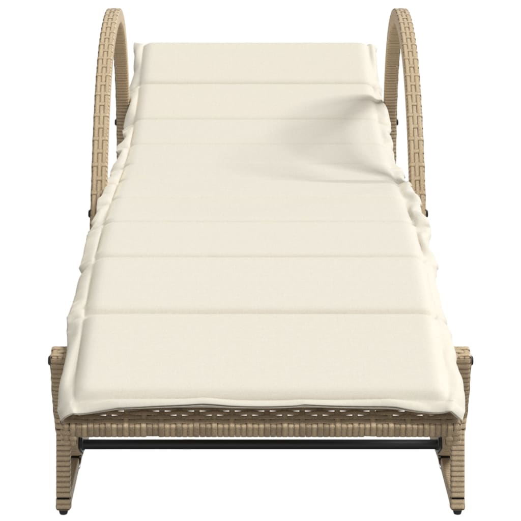 Lettini Prendisole 2 pz con Tavolino Beige in Polyrattan