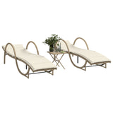 Lettini Prendisole 2 pz con Tavolino Beige in Polyrattan