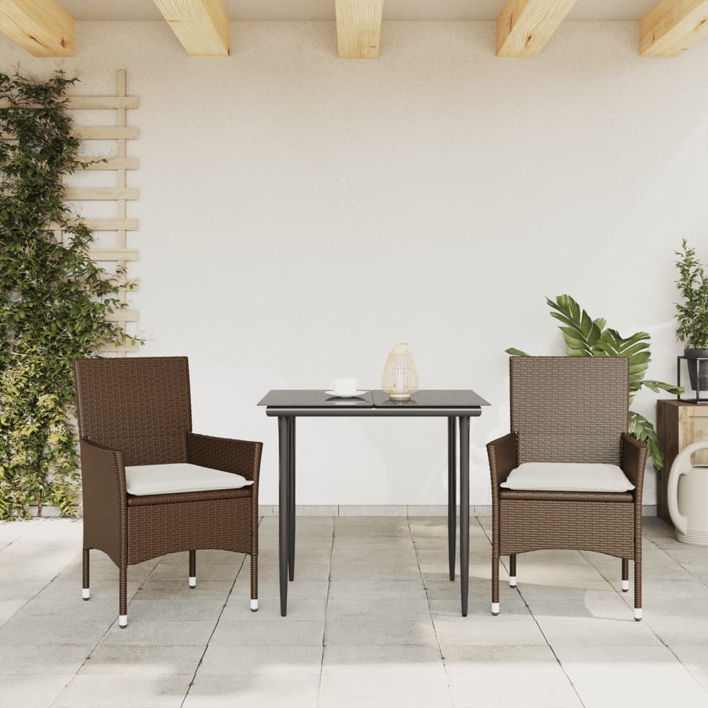 Sedie da Giardino con Cuscini 2 pz Marroni in Polyrattan