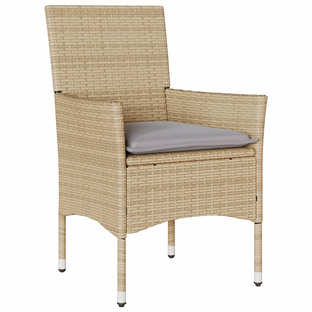 Sedie da Giardino con Cuscini 2 pz Beige in Polyrattan