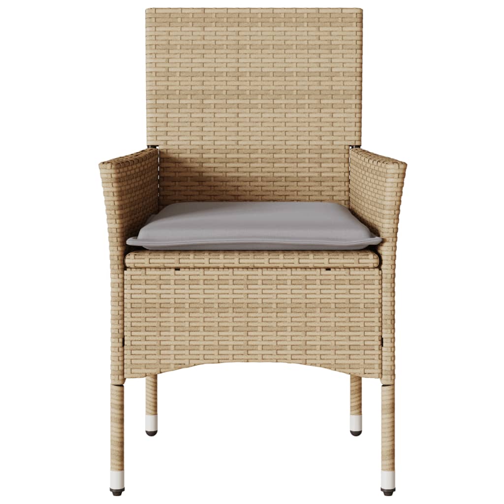 Sedie da Giardino con Cuscini 2 pz Beige in Polyrattan