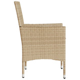 Sedie da Giardino con Cuscini 2 pz Beige in Polyrattan