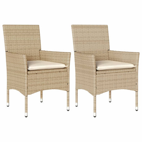 Sedie da Giardino con Cuscini 2 pz Beige in Polyrattan