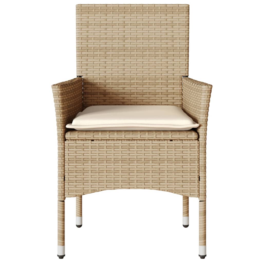 Sedie da Giardino con Cuscini 2 pz Beige in Polyrattan