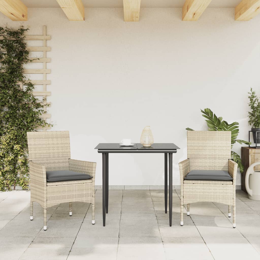 Sedie da Giardino con Cuscini 2 pz Grigio Chiaro in Polyrattan