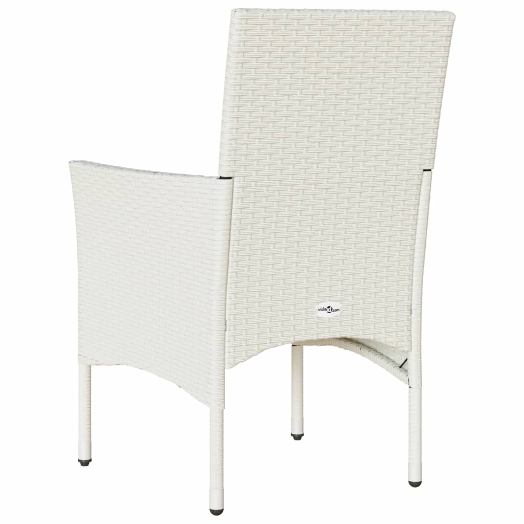 Sedie da Giardino con Cuscini 2 pz Bianche in Polyrattan