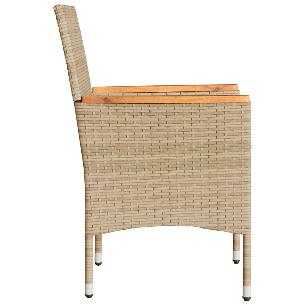 Sedie da Giardino con Cuscini 2 pz Beige in Polyrattan