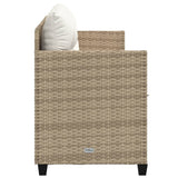 Lettino Prendisole con Cuscini Beige in Polyrattan