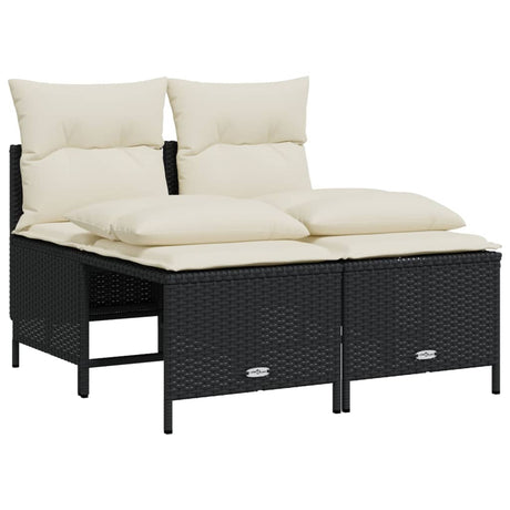 Set Divani da Giardino 4 pz con Cuscini Nero in Polyrattan