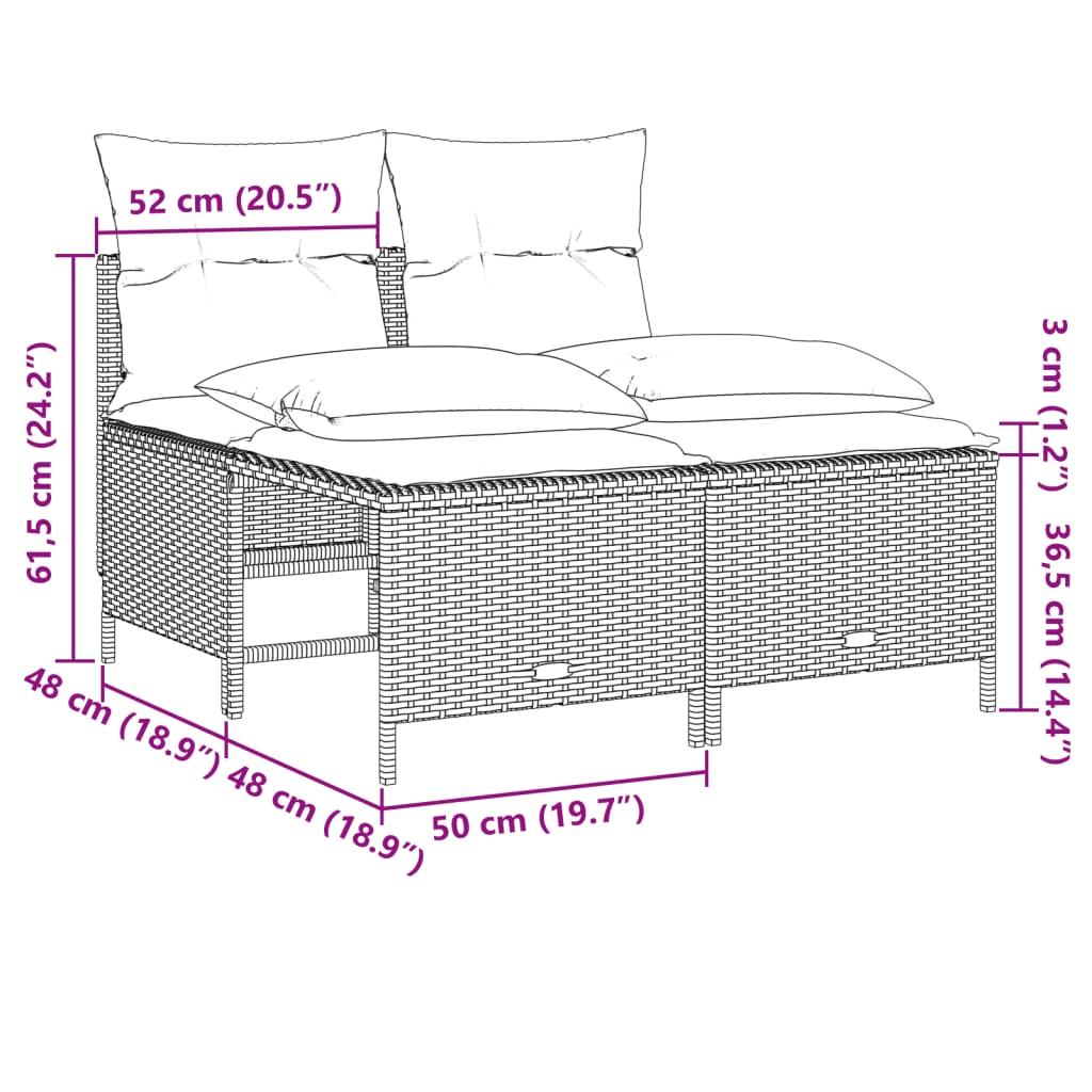 Set Divani da Giardino 4 pz con Cuscini Nero in Polyrattan