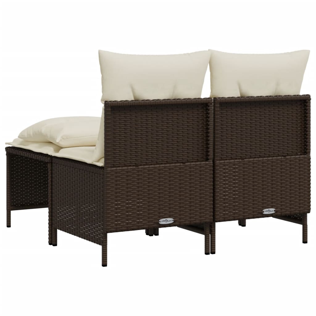 Set Divano da Giardino 4 pz con Cuscini Marrone in Polyrattan