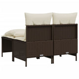 Set Divano da Giardino 4 pz con Cuscini Marrone in Polyrattan