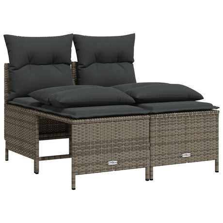 Set Divani da Giardino 4 pz con Cuscini in Polyrattan Grigio