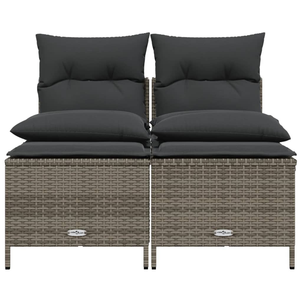 Set Divani da Giardino 4 pz con Cuscini in Polyrattan Grigio