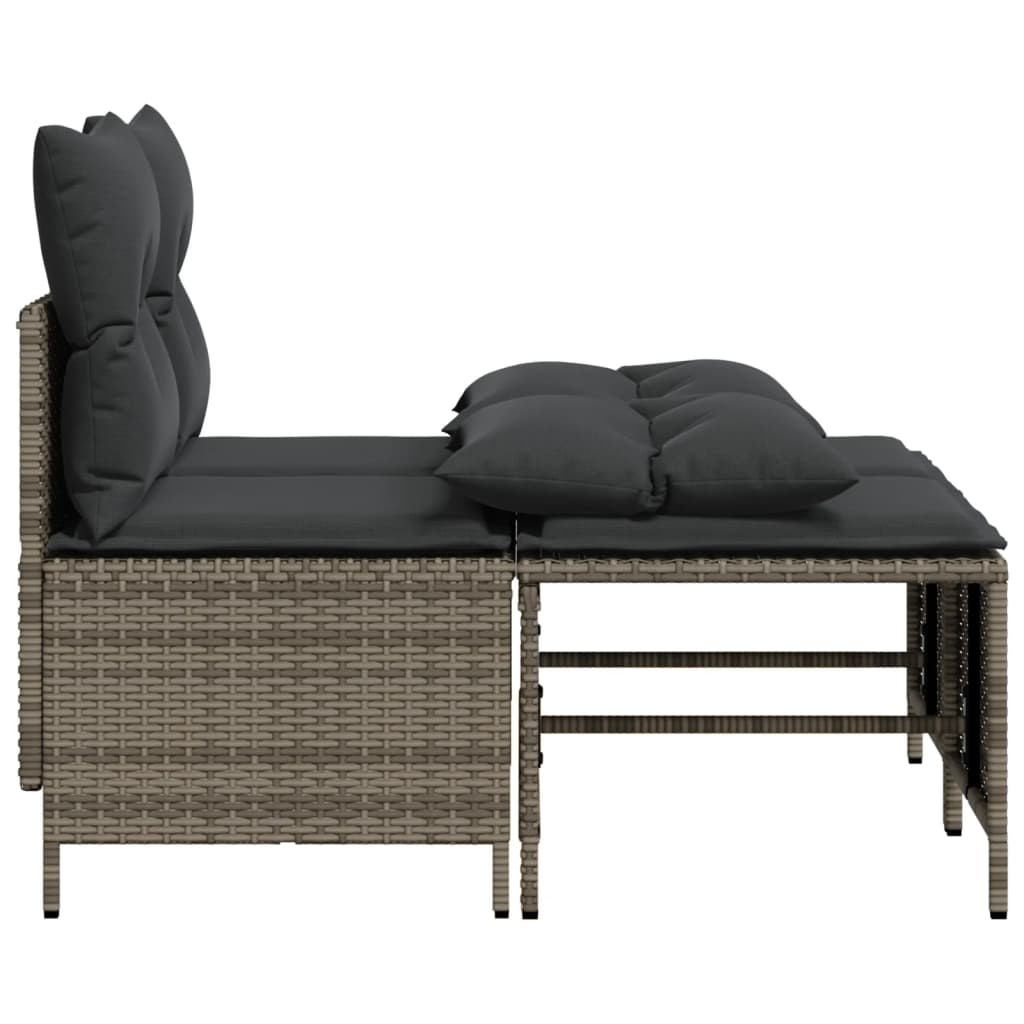 Set Divani da Giardino 4 pz con Cuscini in Polyrattan Grigio