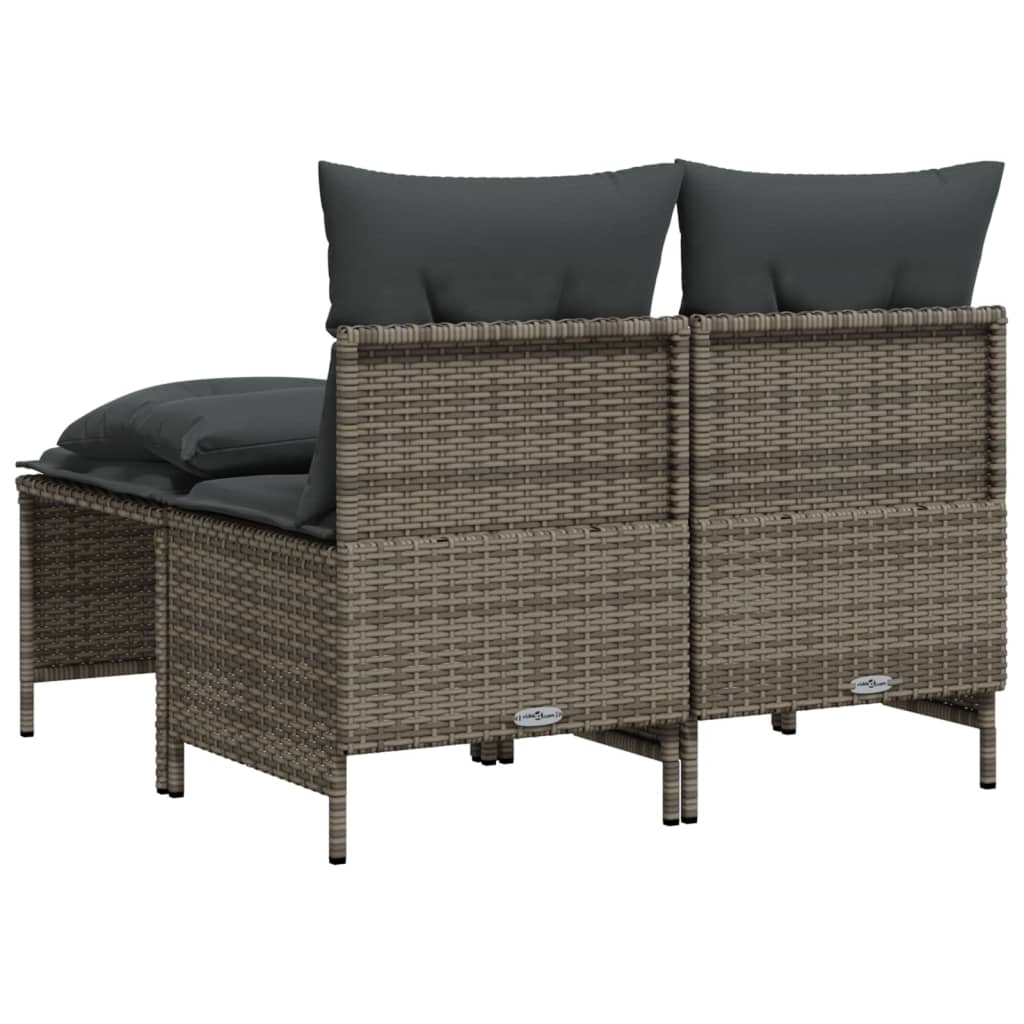 Set Divani da Giardino 4 pz con Cuscini in Polyrattan Grigio