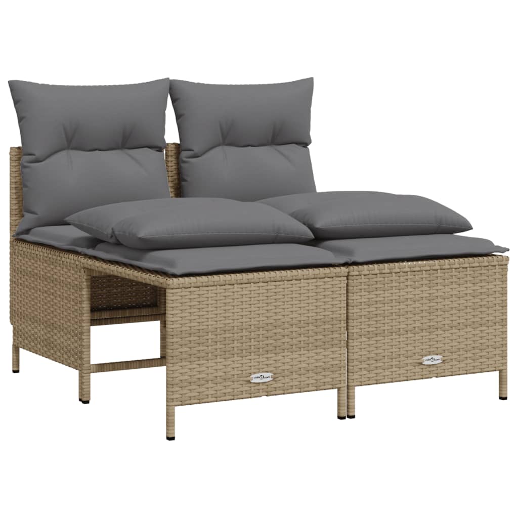 Set Divano da Giardino 4 pz con Cuscini Beige in Polyrattan