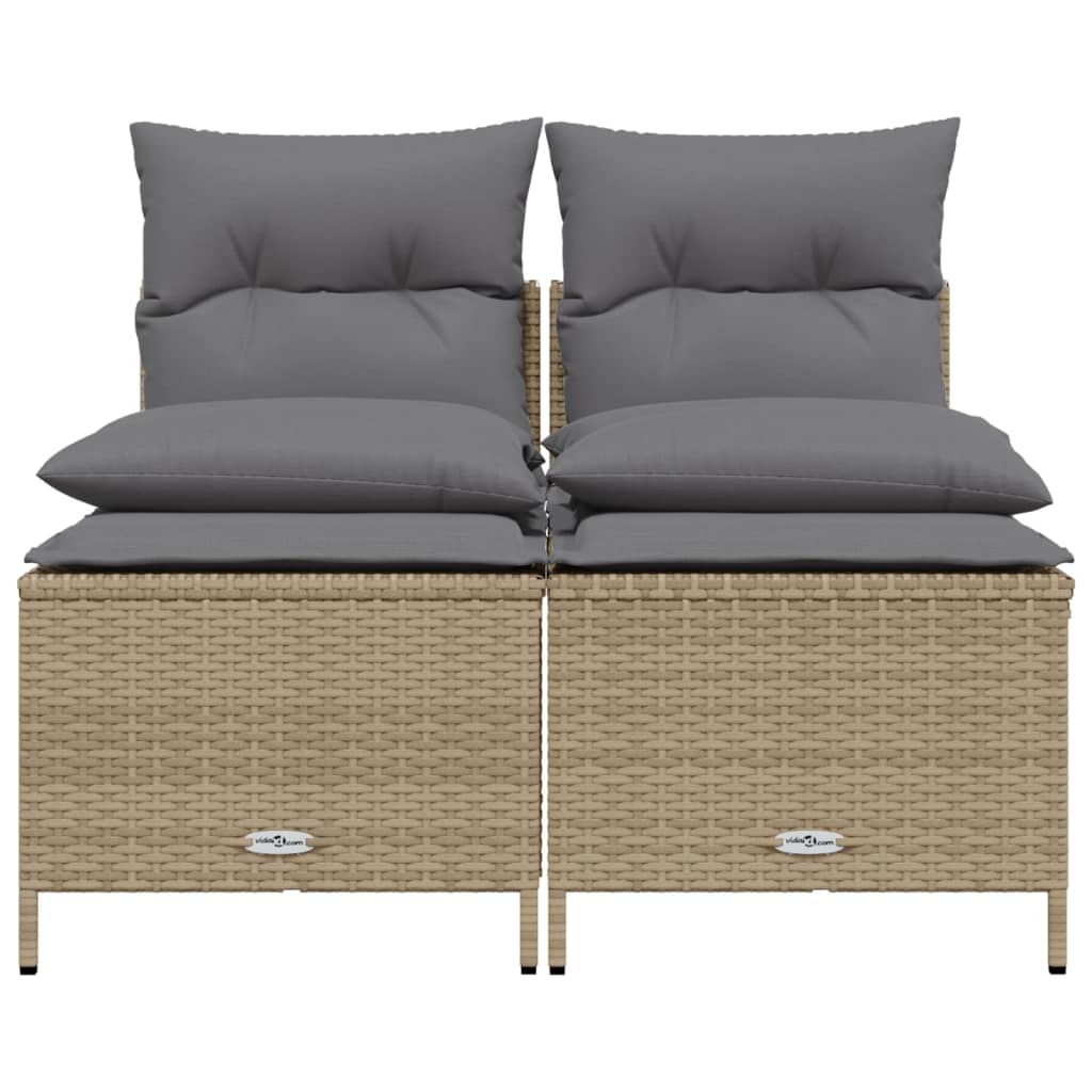 Set Divano da Giardino 4 pz con Cuscini Beige in Polyrattan