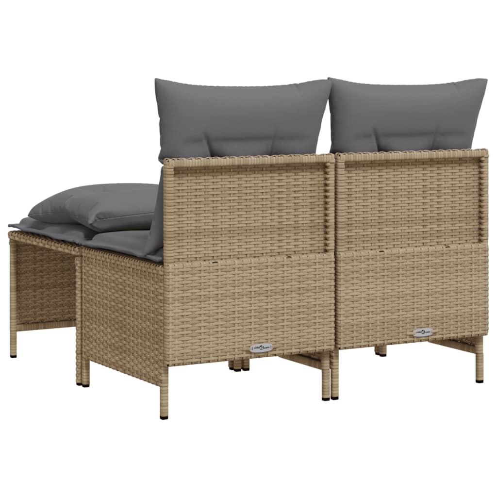 Set Divano da Giardino 4 pz con Cuscini Beige in Polyrattan